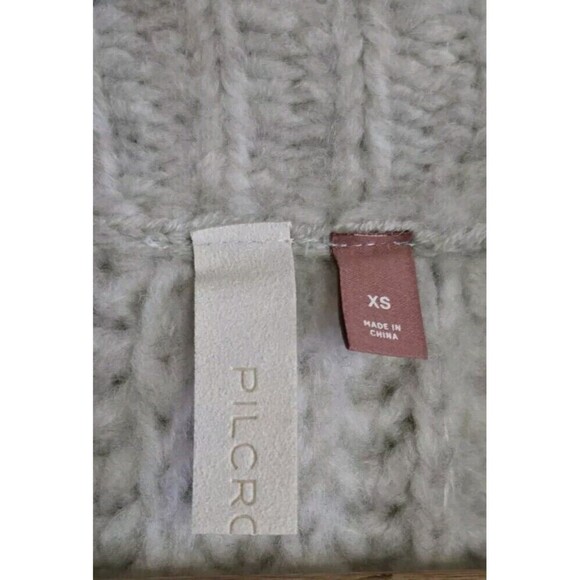 Anthropologie Pilcro Flower Cardigan Sweater Womens  XS Tan Wool Cheerful Smile - Picture 2 of 8